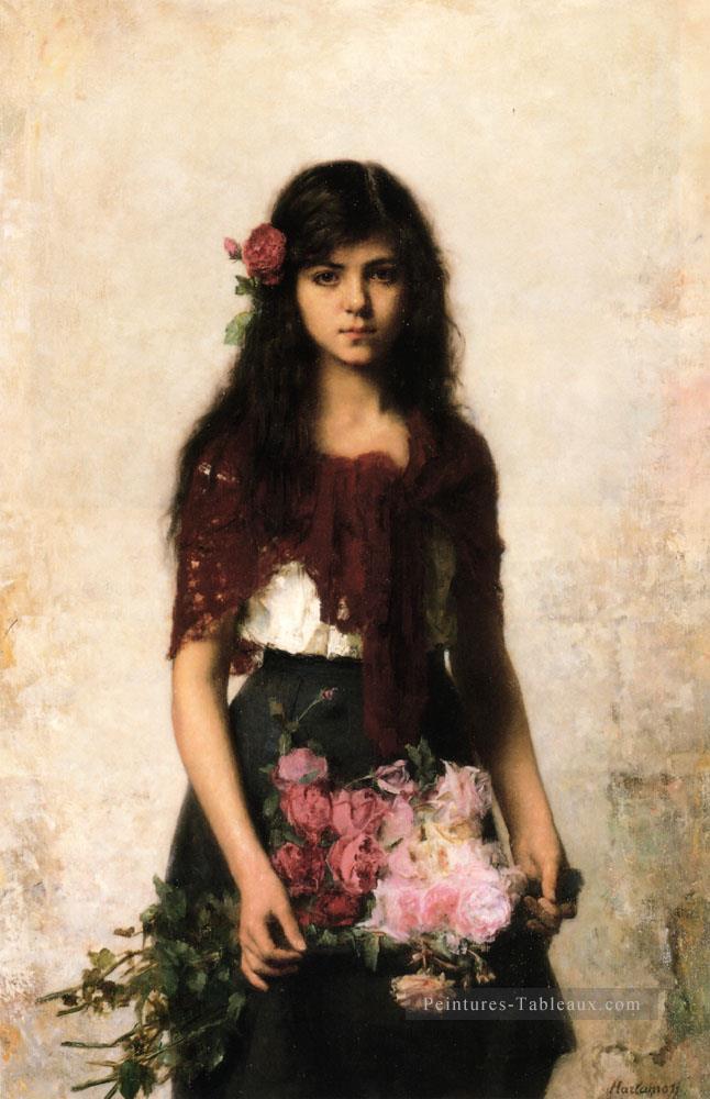 Le portrait de la fille de Fleur Vendeur Alexei Harlamov Peintures à l'huile